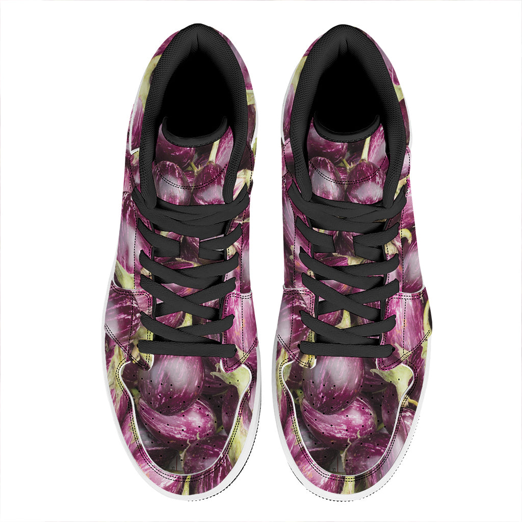 Eggplant Print High Top Leather Sneakers