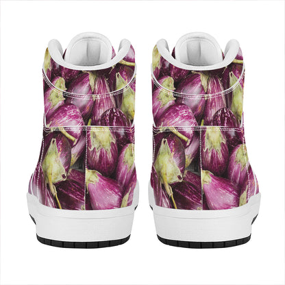 Eggplant Print High Top Leather Sneakers