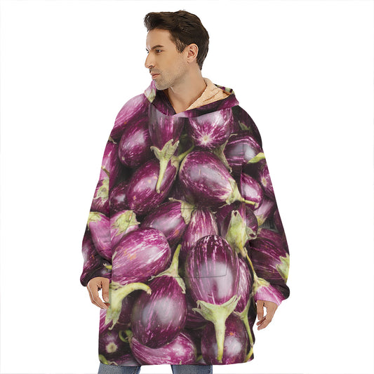 Eggplant Print Hoodie Blanket