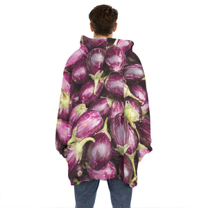 Eggplant Print Hoodie Blanket