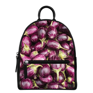 Eggplant Print Leather Backpack