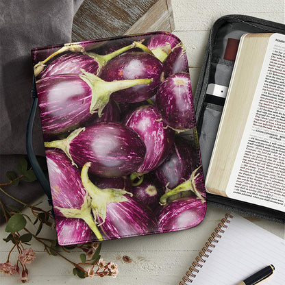 Eggplant Print Leather Bible Cover