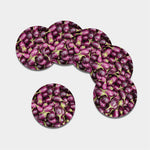 Eggplant Print Leather Coaster Set