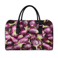 Eggplant Print Leather Duffel Bag