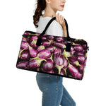 Eggplant Print Leather Duffle Bag