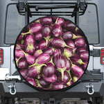 Eggplant Print Leather Spare Tire Cover