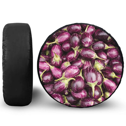 Eggplant Print Leather Spare Tire Cover