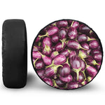 Eggplant Print Leather Spare Tire Cover