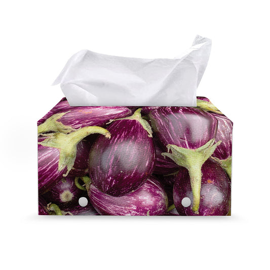 Eggplant Print Leather Tissue Box Cover