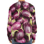 Eggplant Print Long Sleeve Baseball Jersey