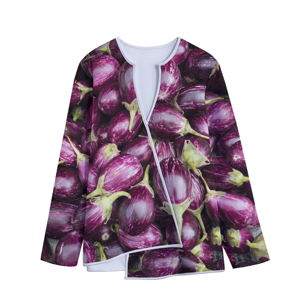 Eggplant Print Long Sleeve Short Coat