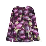 Eggplant Print Long Sleeve Short Coat