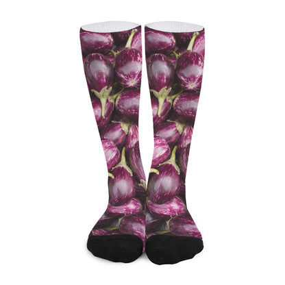 Eggplant Print Long Socks