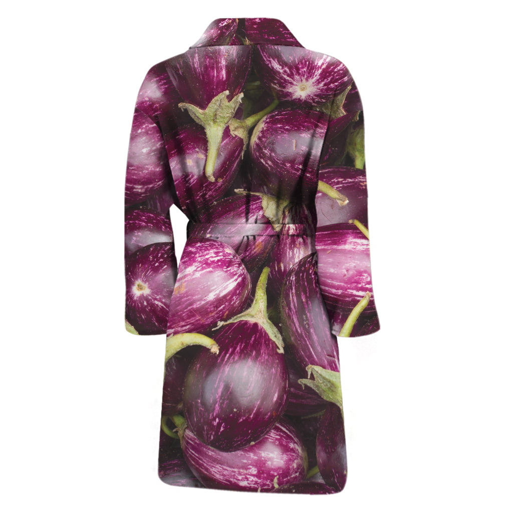 Eggplant Print Men's Bathrobe