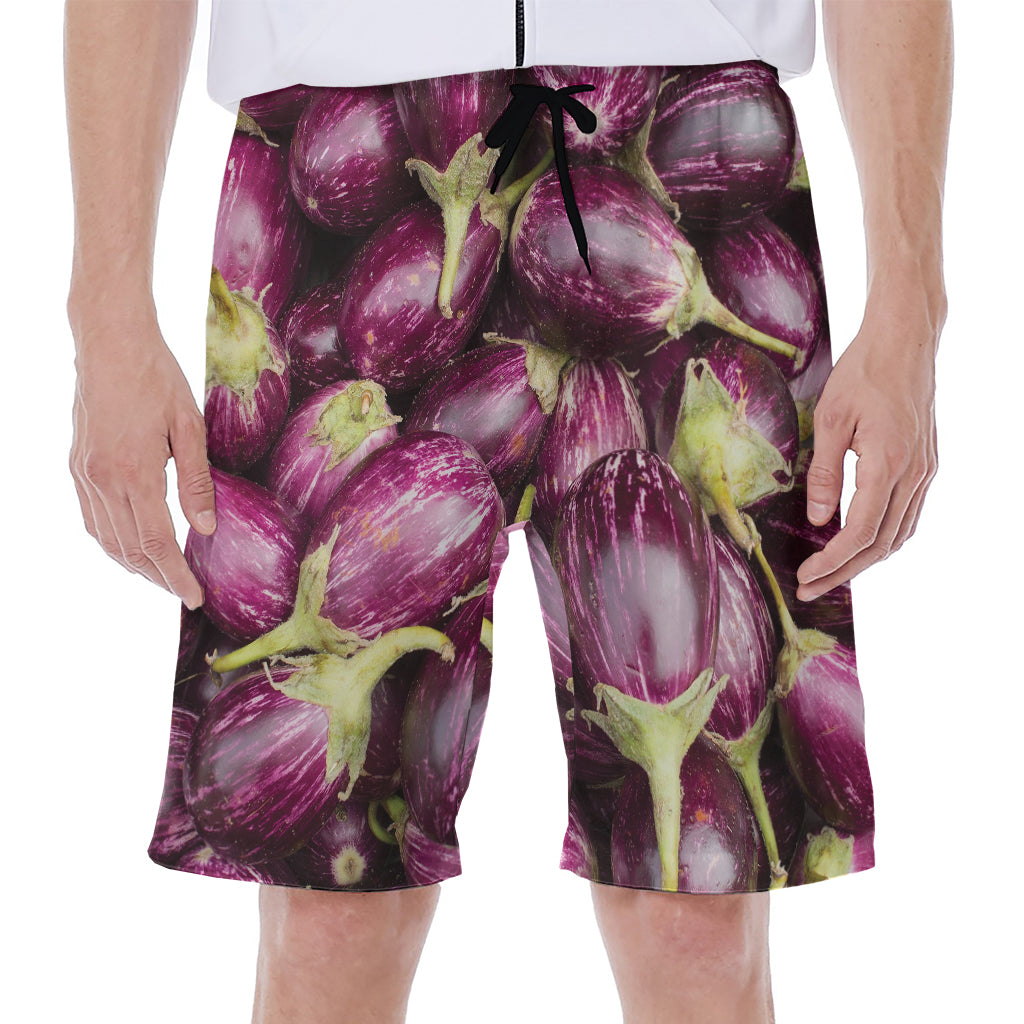 Eggplant Print Men's Beach Shorts