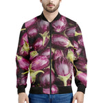 Eggplant Print Men's Bomber Jacket