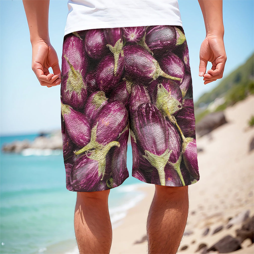 Eggplant Print Men's Cargo Shorts