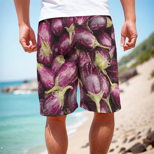 Eggplant Print Men's Cargo Shorts