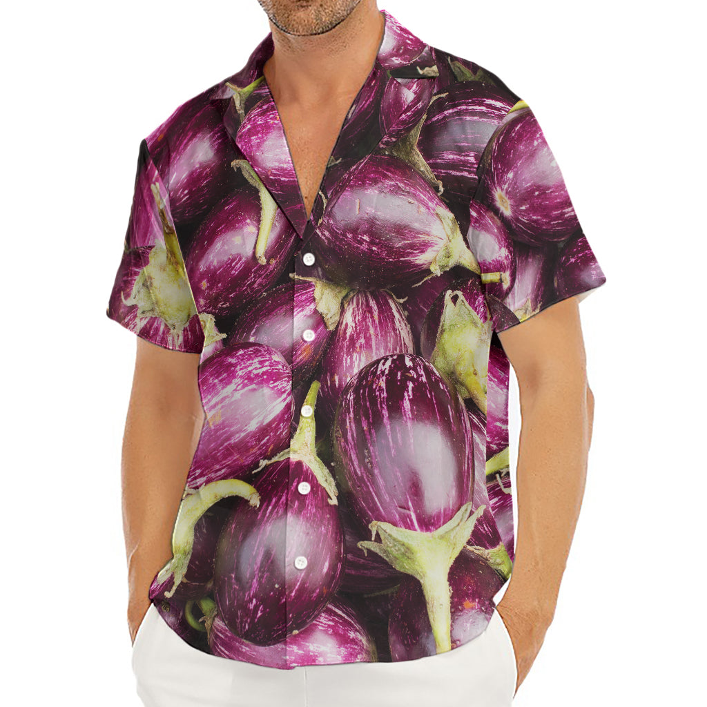 Eggplant Print Men's Deep V-Neck Shirt