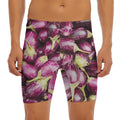 Eggplant Print Men's Long Boxer Briefs