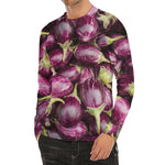 Eggplant Print Men's Long Sleeve Rash Guard