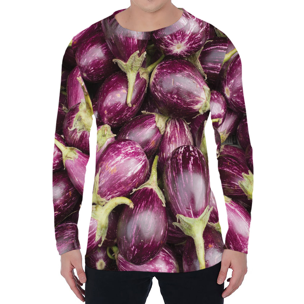 Eggplant Print Men's Long Sleeve T-Shirt