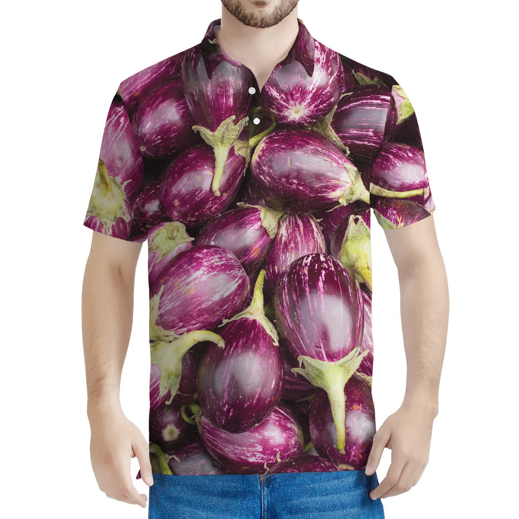 Eggplant Print Men's Polo Shirt