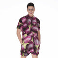 Eggplant Print Men's Romper