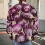 Eggplant Print Men's Shirt Jacket