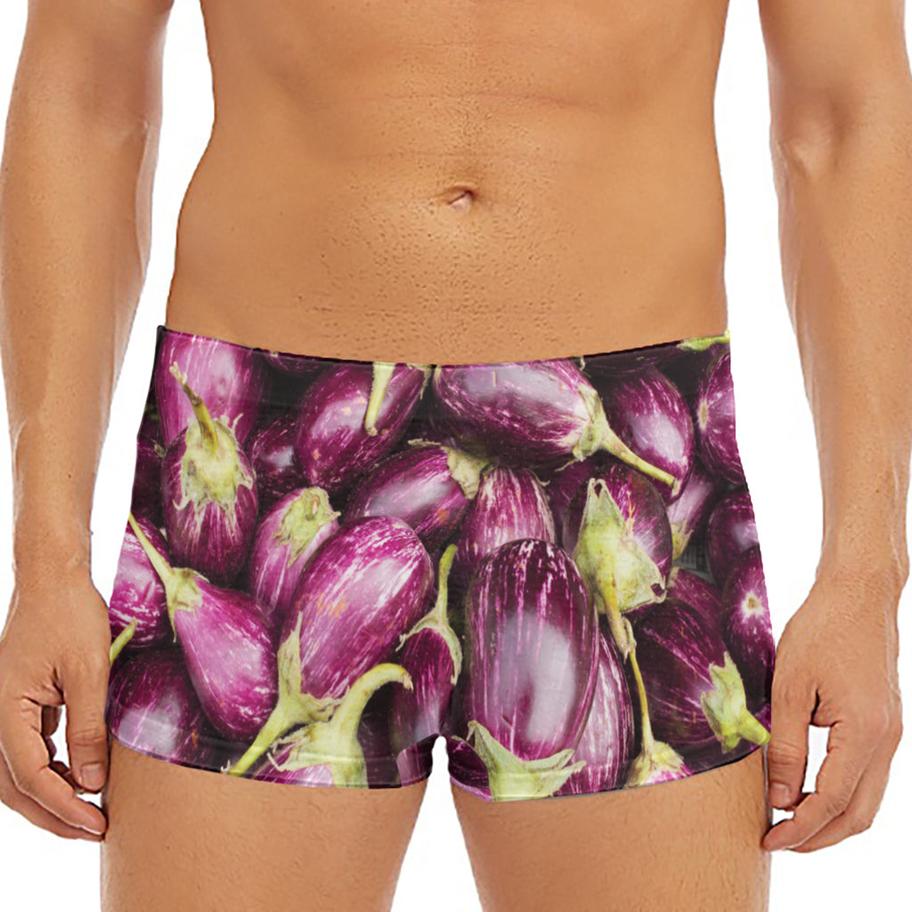 Eggplant Print Men's Short Boxer Briefs