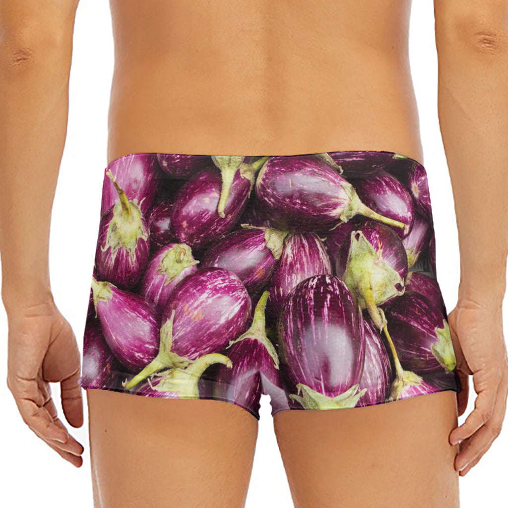 Eggplant Print Men's Short Boxer Briefs
