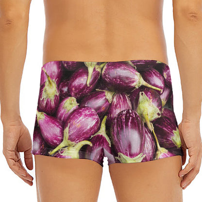 Eggplant Print Men's Short Boxer Briefs