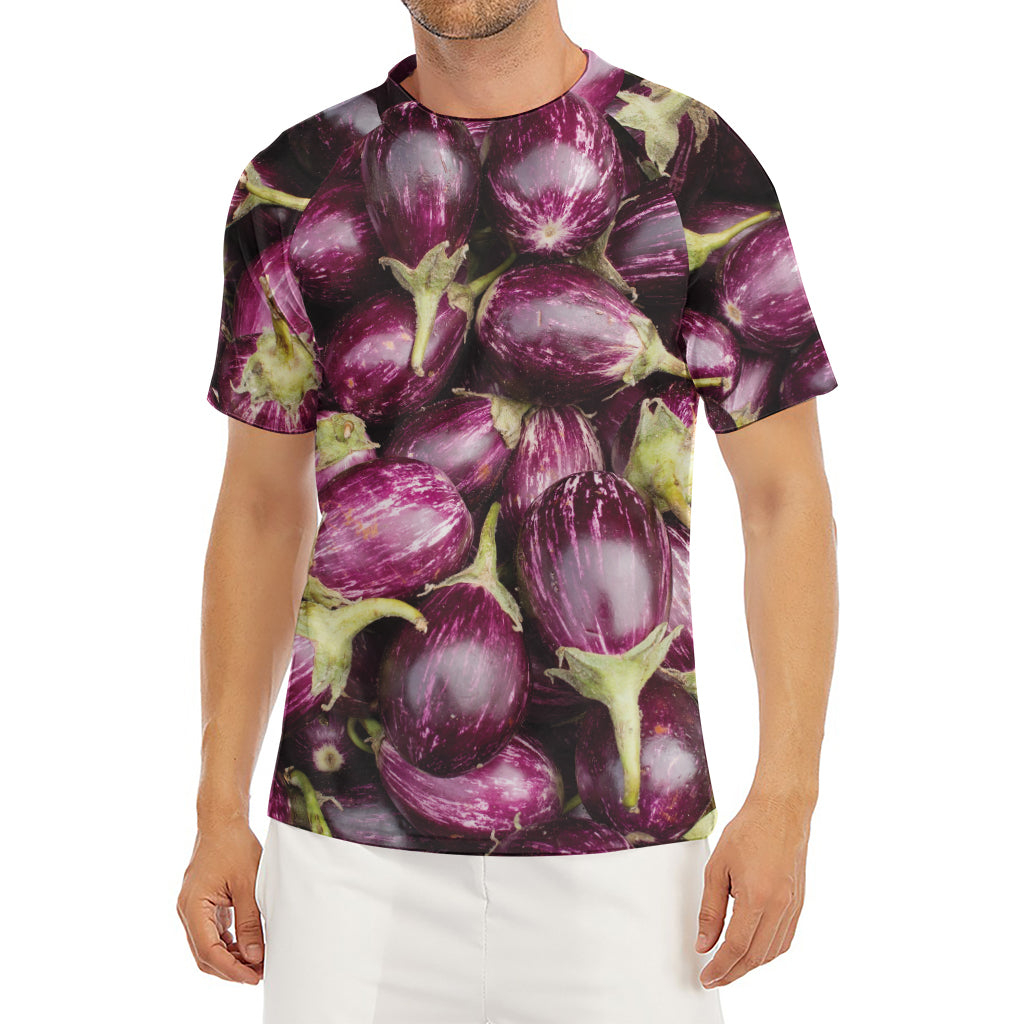 Eggplant Print Men's Short Sleeve Rash Guard