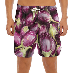 Eggplant Print Men's Split Running Shorts