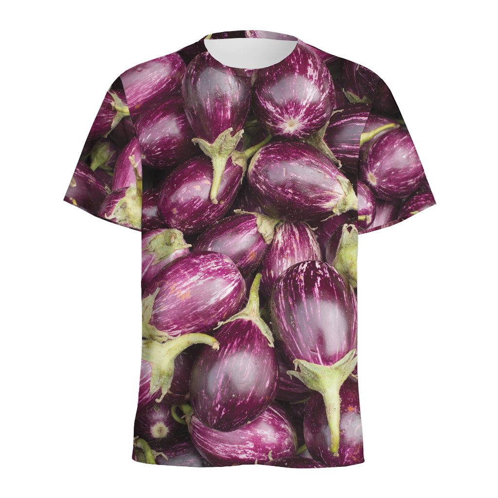 Eggplant Print Men's Sports T-Shirt