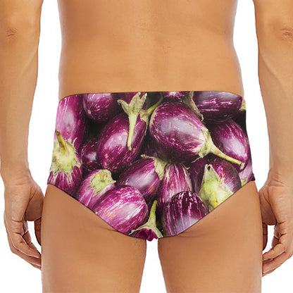 Eggplant Print Men's Triangle Swim Briefs