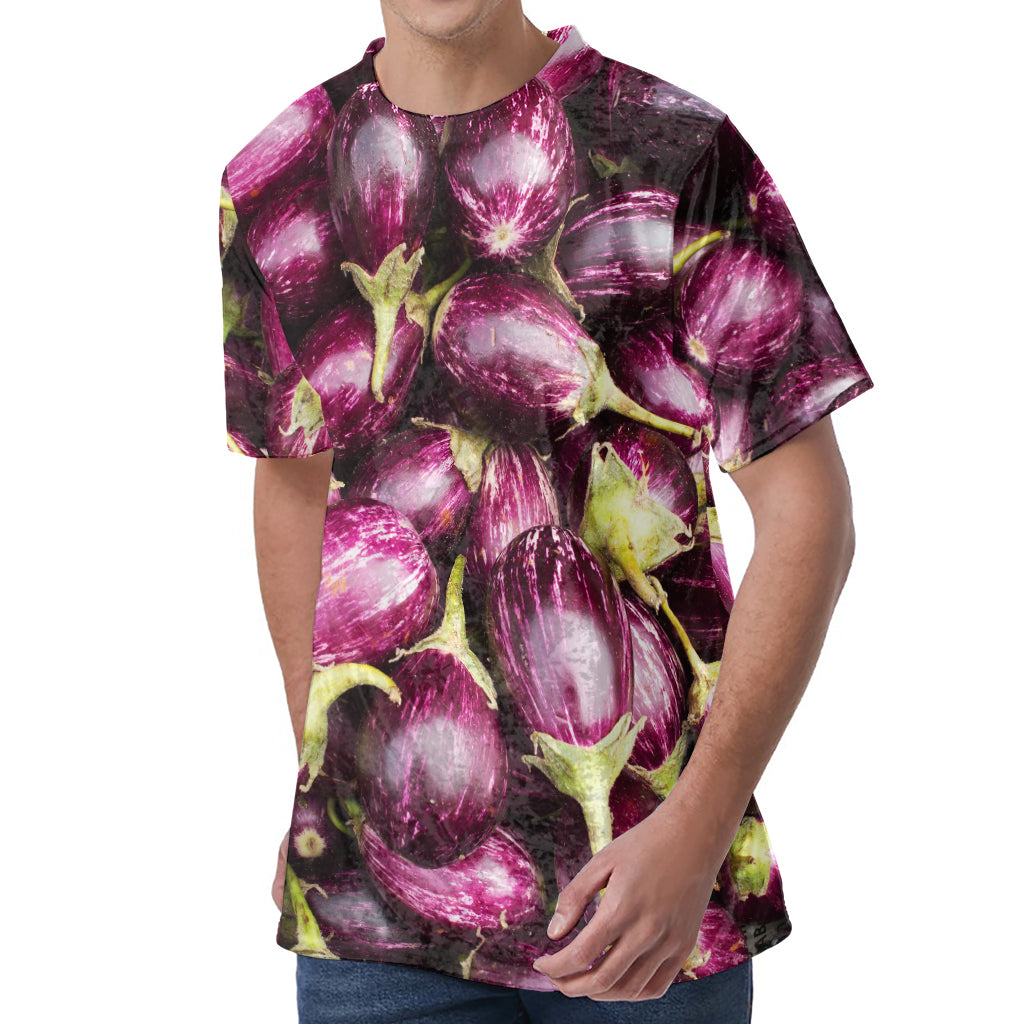 Eggplant Print Men's Velvet T-Shirt