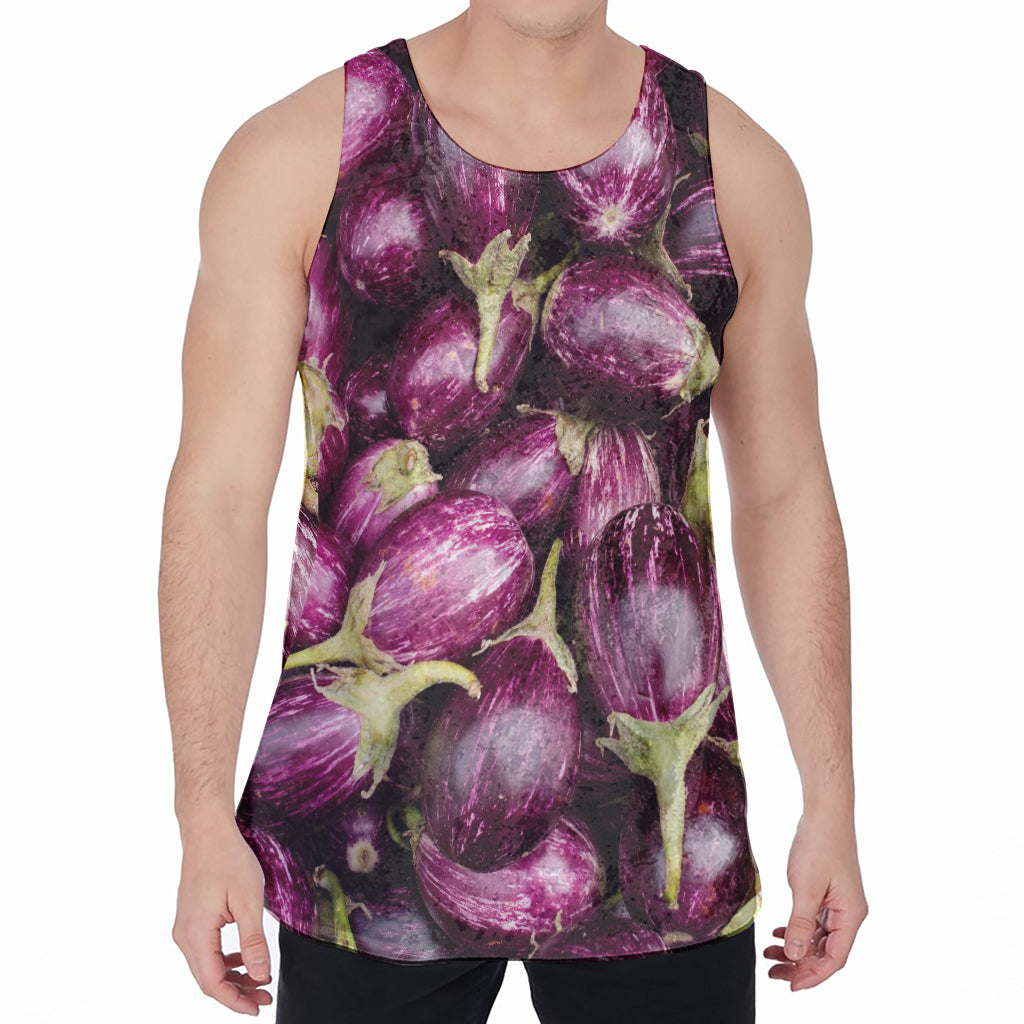 Eggplant Print Men's Velvet Tank Top