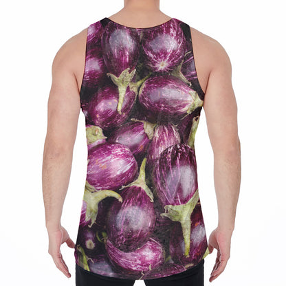 Eggplant Print Men's Velvet Tank Top