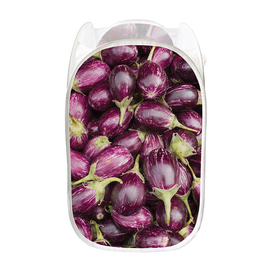 Eggplant Print Mesh Laundry Hamper