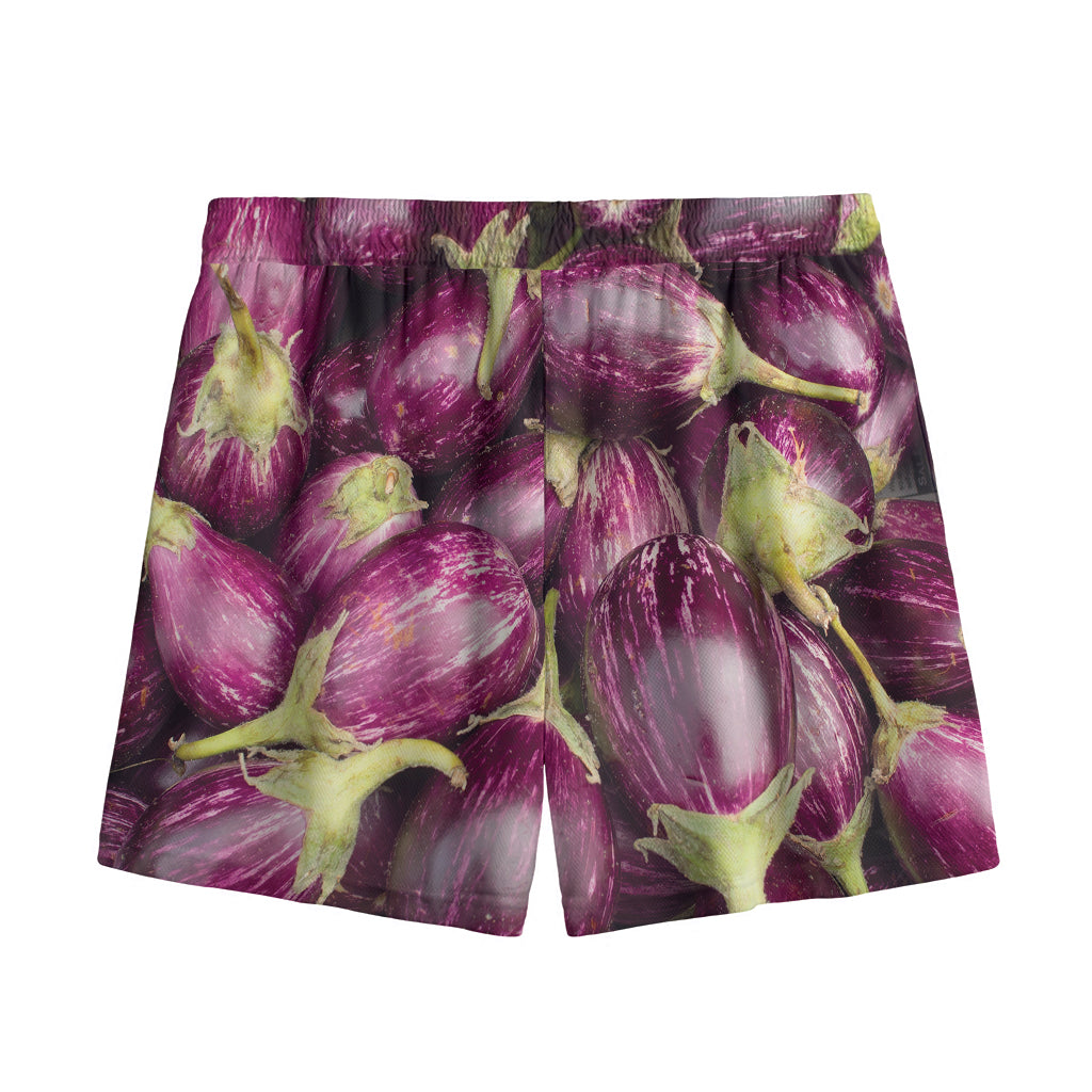 Eggplant Print Mesh Shorts