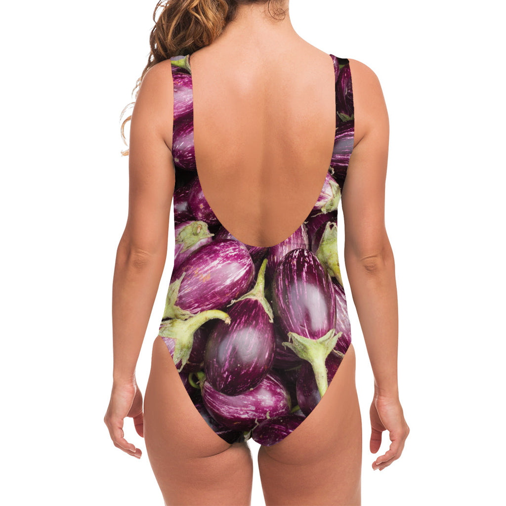 Eggplant Print One Piece Swimsuit