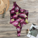 Eggplant Print One Shoulder Bodysuit