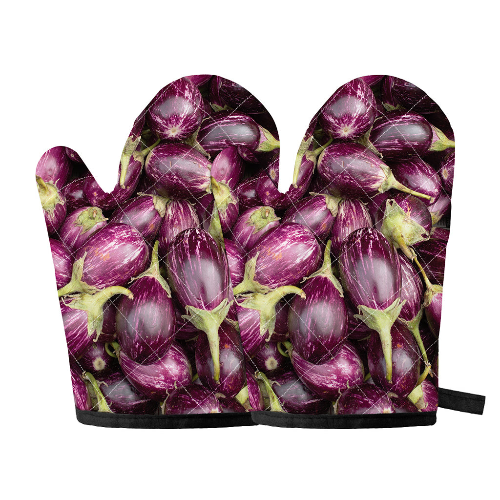 Eggplant Print Oven Mitts