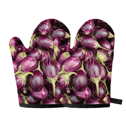 Eggplant Print Oven Mitts