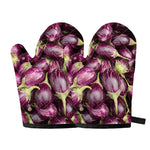 Eggplant Print Oven Mitts