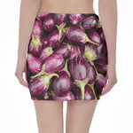 Eggplant Print Pencil Mini Skirt