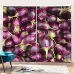 Eggplant Print Pencil Pleat Curtains