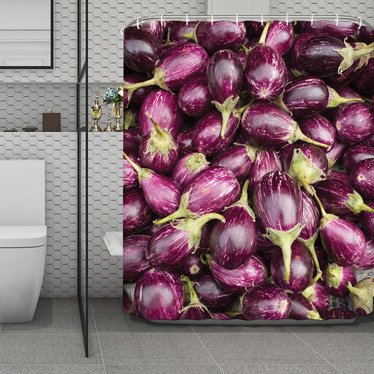 Eggplant Print Polyester Shower Curtain