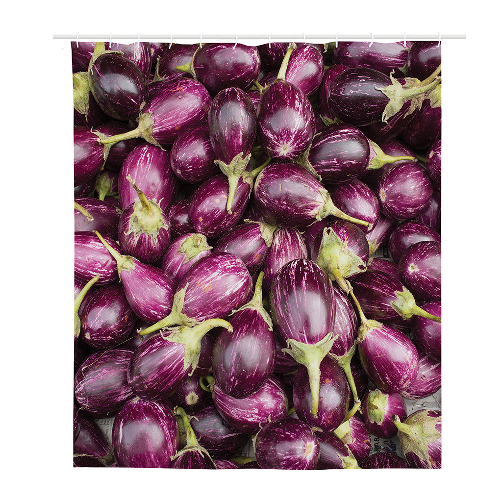 Eggplant Print Polyester Shower Curtain